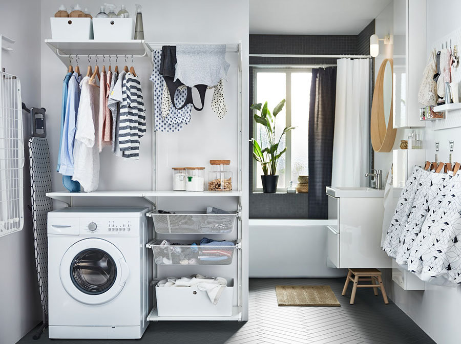 Kết hợp khu vực giặt với các khu vực khác trong nhà như nhà vệ sinh, phòng ăn,... là một trong những ý tưởng đáng lưu tâm nếu bạn có một căn hộ không gian vừa và nhỏ
