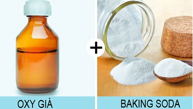 Các hoạt chất trong baking soda và oxy già có công dụng tẩy sạch các vết bẩn một cách nhanh chóng